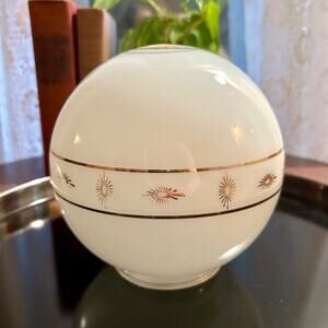 Vintage Hollywood Regency White & Gold Starburst Light Fixture Globe